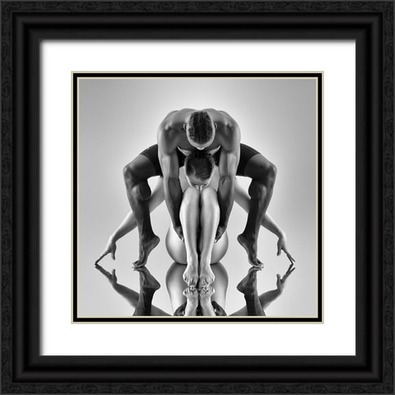 Finighan -, Brennan 12x12 Black Ornate Wood Framed with Double Matting Museum Art Print Titled - Monochrome Figure Study