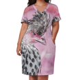 thumbnail image 2 of Vestido de dama de honor con bolsillo suelto para mujer falda larga con estampado de gallo y pinky diseño suizo Verano, 2 of 6
