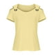 thumbnail image 5 of Top marrón,Blusa informal de color liso para mujer, cuello redondo, manga 3/4, tejido de imitación de rejilla, para uso diario y en casa, sopatenor, 5 of 7