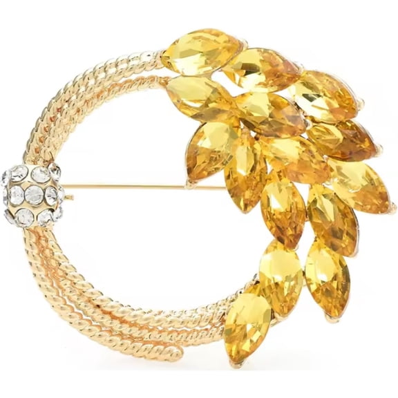 Zephyriana 4.0 * 4.6cm Circle Wheat Brooches For Women Unisex Plants Brooch Pins