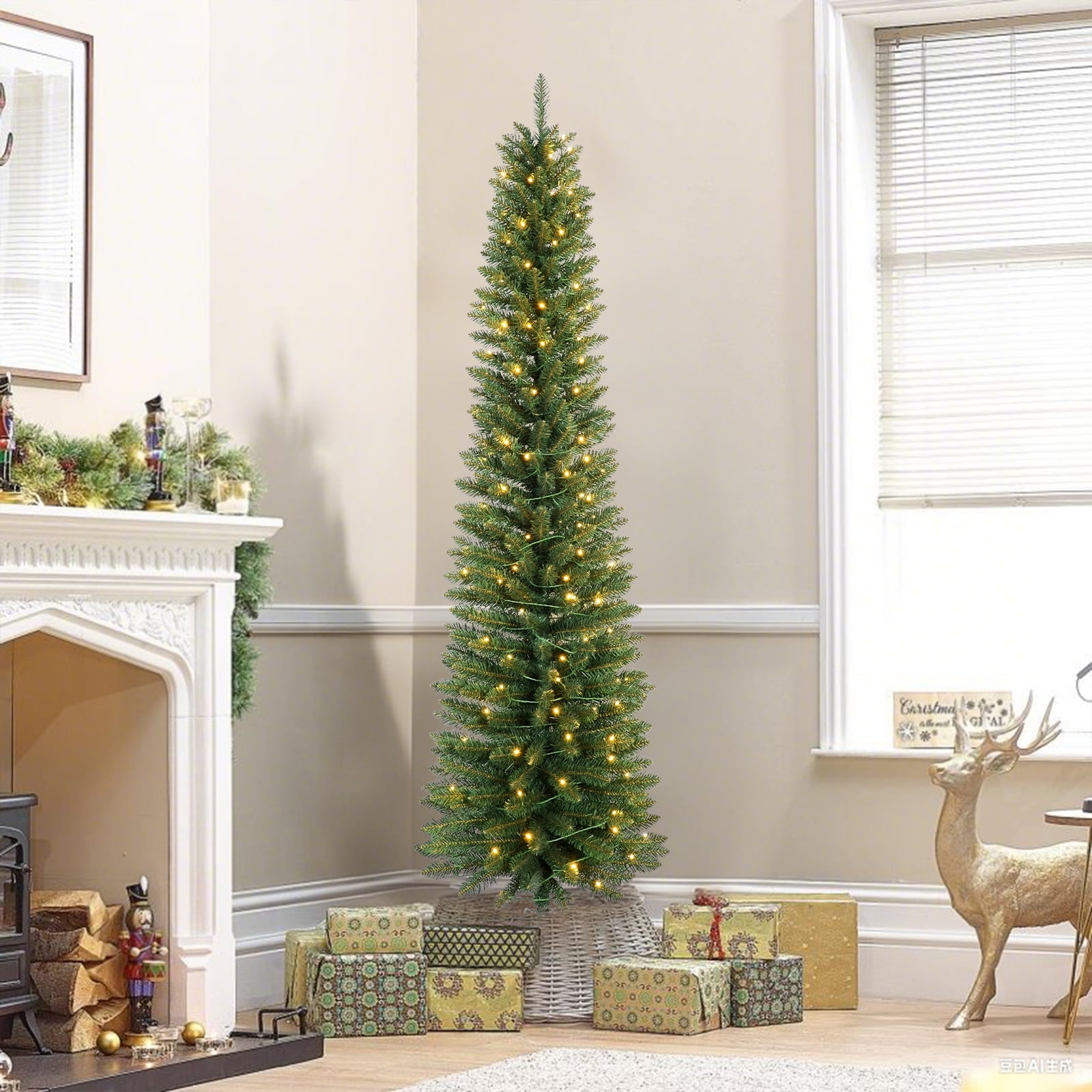 BRINGSTAR 6' Pre-Lit Pencil Christmas Tree Green photo 7