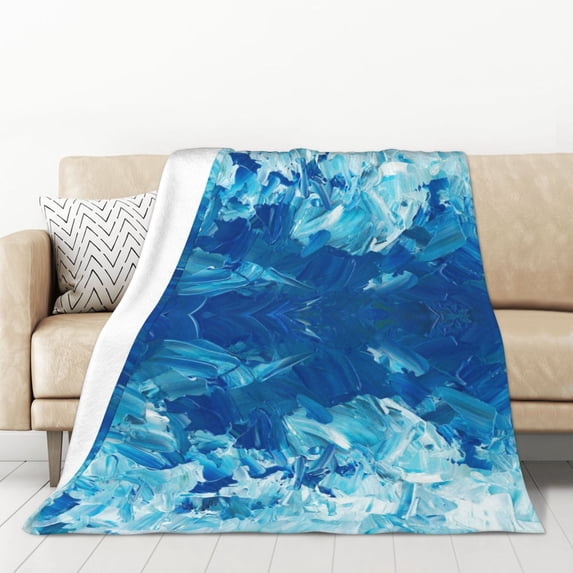 XMXT Throw Blankets, Blue Abstract Texture Bed Blanket for Bedroom Sofa, 50 x 70 inches Blue