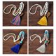 thumbnail image 5 of Collar de suéter Minnieouse con Borla y cuentas de madera decorativo azul oscuro, 5 of 6