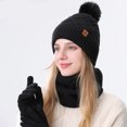 thumbnail image 2 of Rdhnmea Women Winter Beanie Hat Scarf Gloves Set, 3 Pcs Fleece Knitted Pompom Hat Thick Warm Neck Scarf and Gloves Winter Gift Accessories, 2 of 9