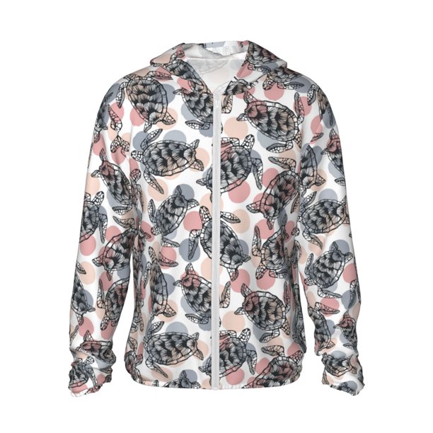 Fotbe Turtle Chaqueta con Protección Solar UPF 50+ para Hombre y Mujer, Camisa con Capucha y Bolsillos-Small