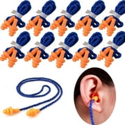 10 Pairs Individually Wrapped Corded Silicone Reusable Washable Ear Plugs