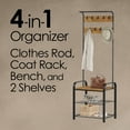thumbnail image 4 of Lavish Home Entryway Bench with Coat Rack – Metal Hall Tree with Seat, Hooks, and Shoe Storage – Rustic Farmhouse Freestanding Mudroom Furniture, 4 of 7