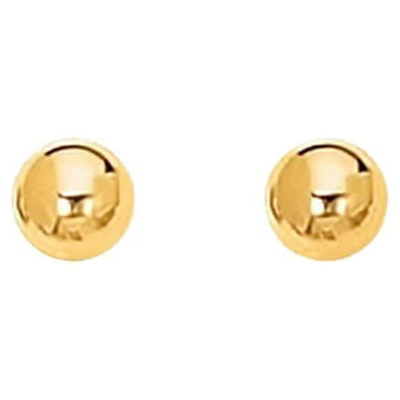 14k Yellow Gold Polished Round Stud Earrings