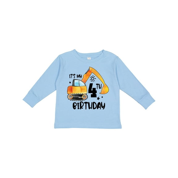 Inktastic Construction Truck It's My 4th Birthday Boys or Girls Long Sleeve Toddler T-Shirt