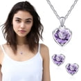 thumbnail image 5 of Fiudx Collar de Corazones, Conjuntividades de Alegría y Diamantes de Imitación, Pendientes de Delicados, Accesorio de San Valentín, Banquetes de Boda, Moda Femenina, Oportunidades En Azul Tesoro, Bla, 5 of 5