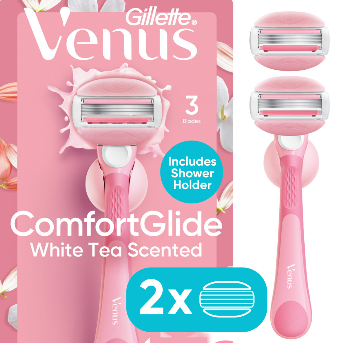 Venus ComfortGlide White Tea Razor for Women, 3 Blades