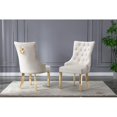 thumbnail image 2 of Double Tufted Cream Velvet Side Chairs with Gold Stainless Steel Legs, 2 of 2