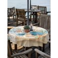 thumbnail image 2 of Outdoor Tablecloth with Umbrella Hole for Patio/Picnic/Party/Camping, Starfish Coastal Waterproof Table Cloth Round Cover Washable, Summer Ocean Coral Conch Seagrass Vintage Brown (Dia 60"), 2 of 8