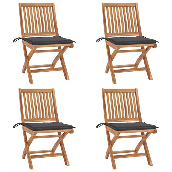vidaXL Patio Chairs 2 pcs with Anthracite Cushions Solid Teak Wood