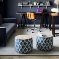thumbnail image 2 of Simpli Home Edgeley 18 inch Wide Boho Round Pouf in Classic Blue and Natural Handwoven Jute and Cotton, 2 of 3