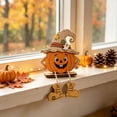 thumbnail image 7 of Wooden Halloween Pumpkin Decoration 6 in - Natural Wood Tabletop Ornament Sign Accent Display for Fireplace Mantel Shelf Tiered Tray Fall Harvest Decor Accent, 7 of 7