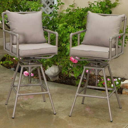 Northrup Pipe Outdoor Adjustable Barstool - Set of (Best Metal Pipes For Weed)