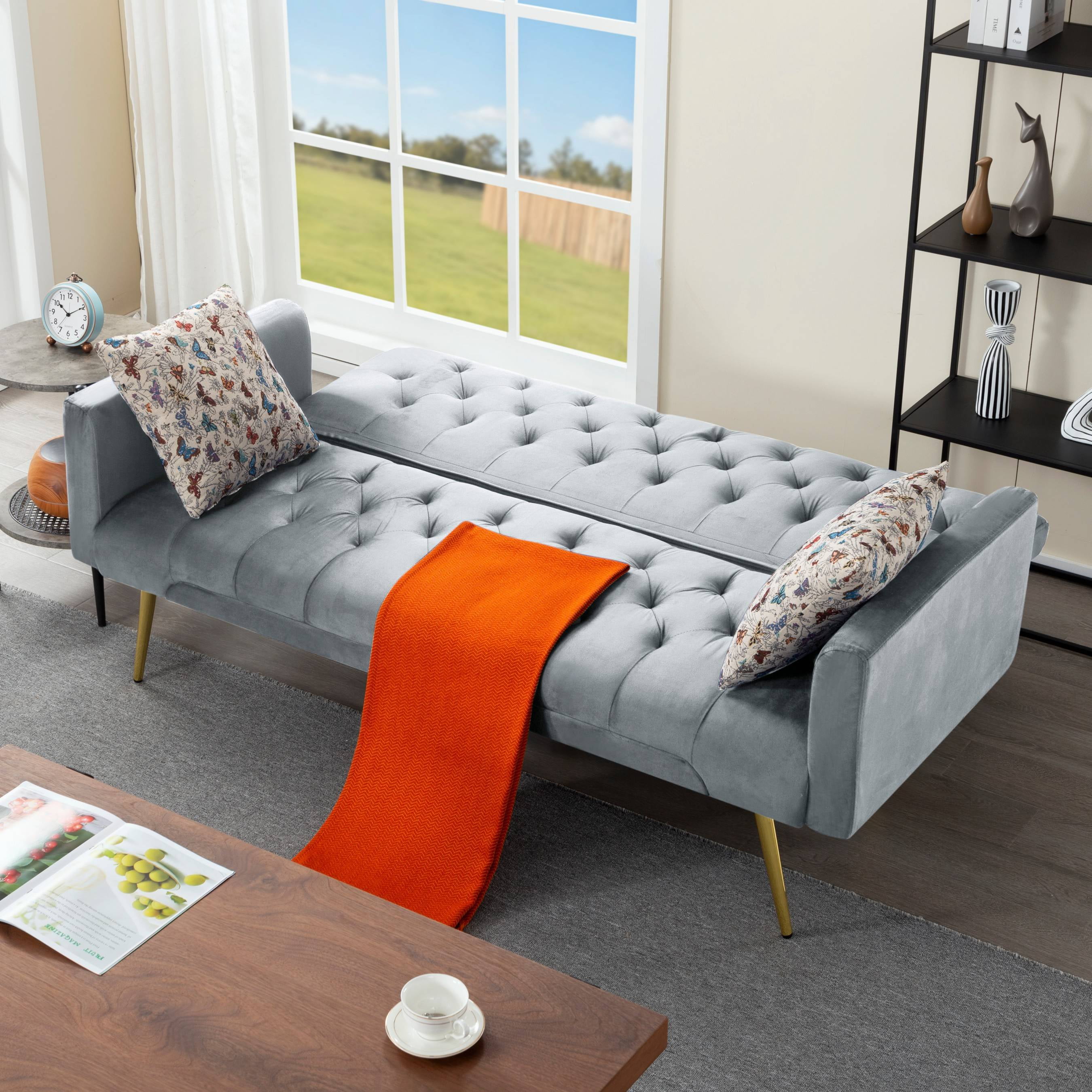 BSHTI 68 inch Modern Futon Sofa Bed, Modern Converted Sofa Bed Couch ,Functioning Futon Sleeper Sofa for Livingroom