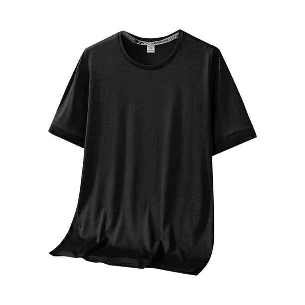 Camiseta deportiva de manga corta de secado rápido para hombre - Prenda de gimnasio que absorbe la humedad, transpirable y elástica en 4 direcciones, L-XXXXXXL, senderismo/ciclismo