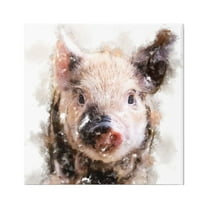 Stupell Baby Pig Face Abstract Portrait Animals & Insects Painting Gallery Wrapped Canvas Print Wall Art