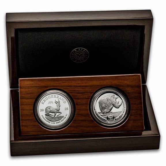 2025 South Africa 2-Coin Silver Krugerrand & Rhino Proof Set