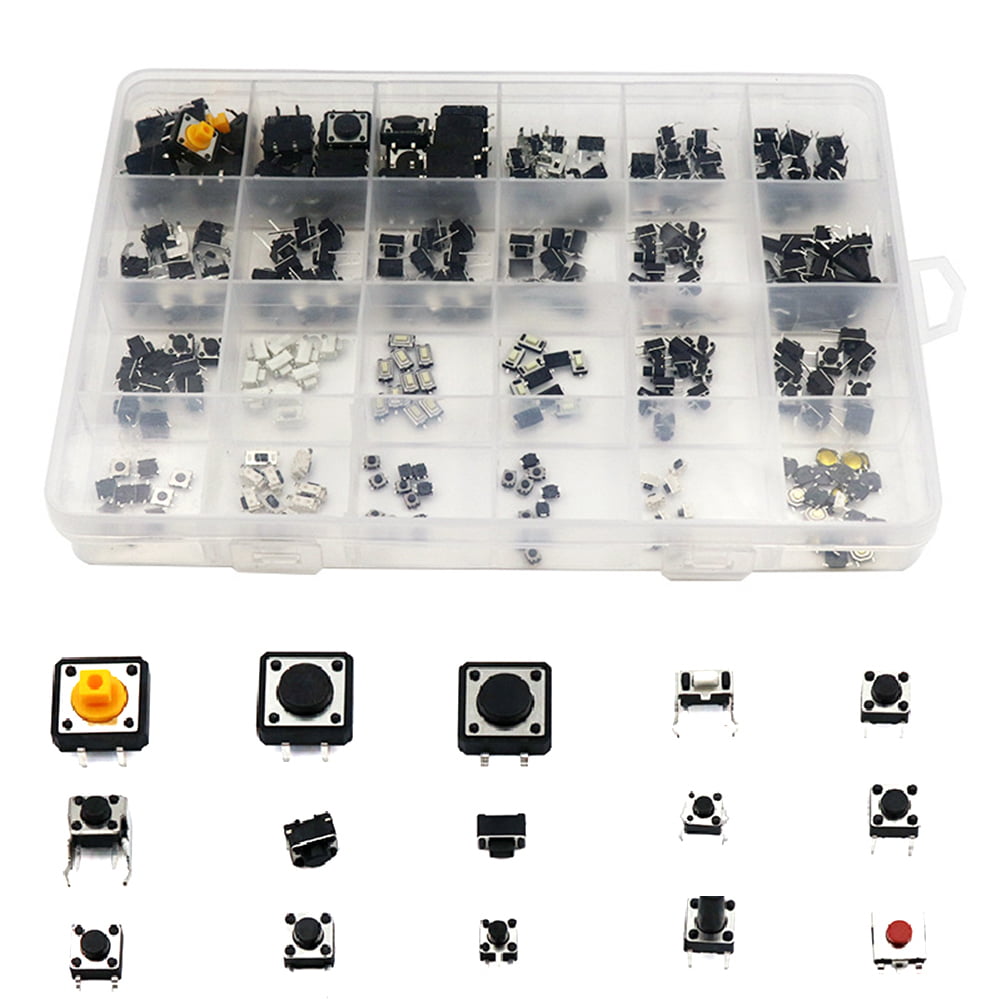 25 value 250pcs Tact Switch Kit 2*4 3*6 4*4 6*6mm Tactile Push Button Switches 