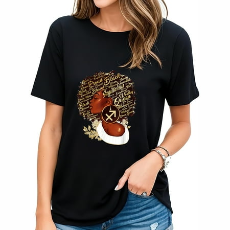 Sagittarius Queen Sweet As Candy Birthday For Blac Womens Tops with Fashionable Graphic Print - Short Sleeve Shirt
