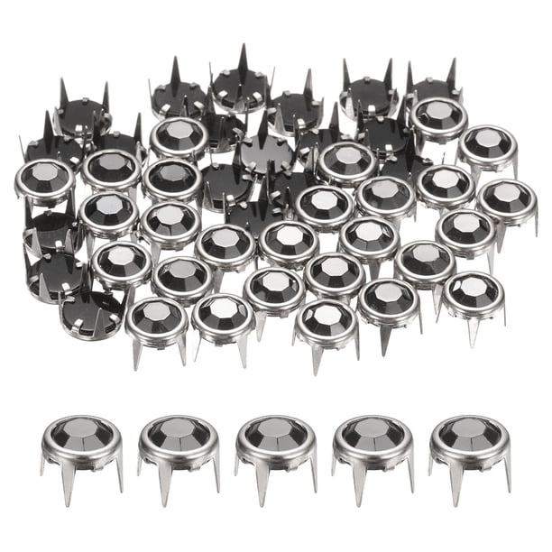 Uxcell 80Pcs Remaches de Rhinestone 0.24"x0.31" Cobre para Manualidades Plata Gris