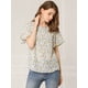 thumbnail image 4 of Blusa De Gasa Con Cuello Redondo Y Manga Corta Con Estampado De Mariposa Para Mujer Beige M, 4 of 6