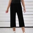thumbnail image 5 of Jalioing Kids Capris Casual Wide Leg Elastic Waist Loose Crop Pants Boys Girls Summer Capri Pants with Pocket, 5 of 6