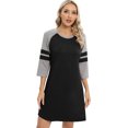 thumbnail image 3 of Women 3/4 Sleeve Sleeve Nightgown Loose Fit Sleepshirt Spring Fall Sunmer Calf-Length Soft House Dress Round Neck Comfy Sleepwear Loungewear, Black S-3XL, 3 of 9