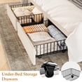thumbnail image 3 of Full Size Bed Frame, Bed Frame Upholstered Platform Bed with Velvet Headboard, Wing Edge Design, 2 Storage Drawers, No Box Spring Needed, White, 3 of 8