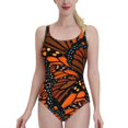 thumbnail image 1 of Winging It ( Orange ) One Piece Swimsuit Women Ruffle Monokini Shoulder Swimsuit Bathing Suit Swim Wear Orange Monarch, 1 of 5