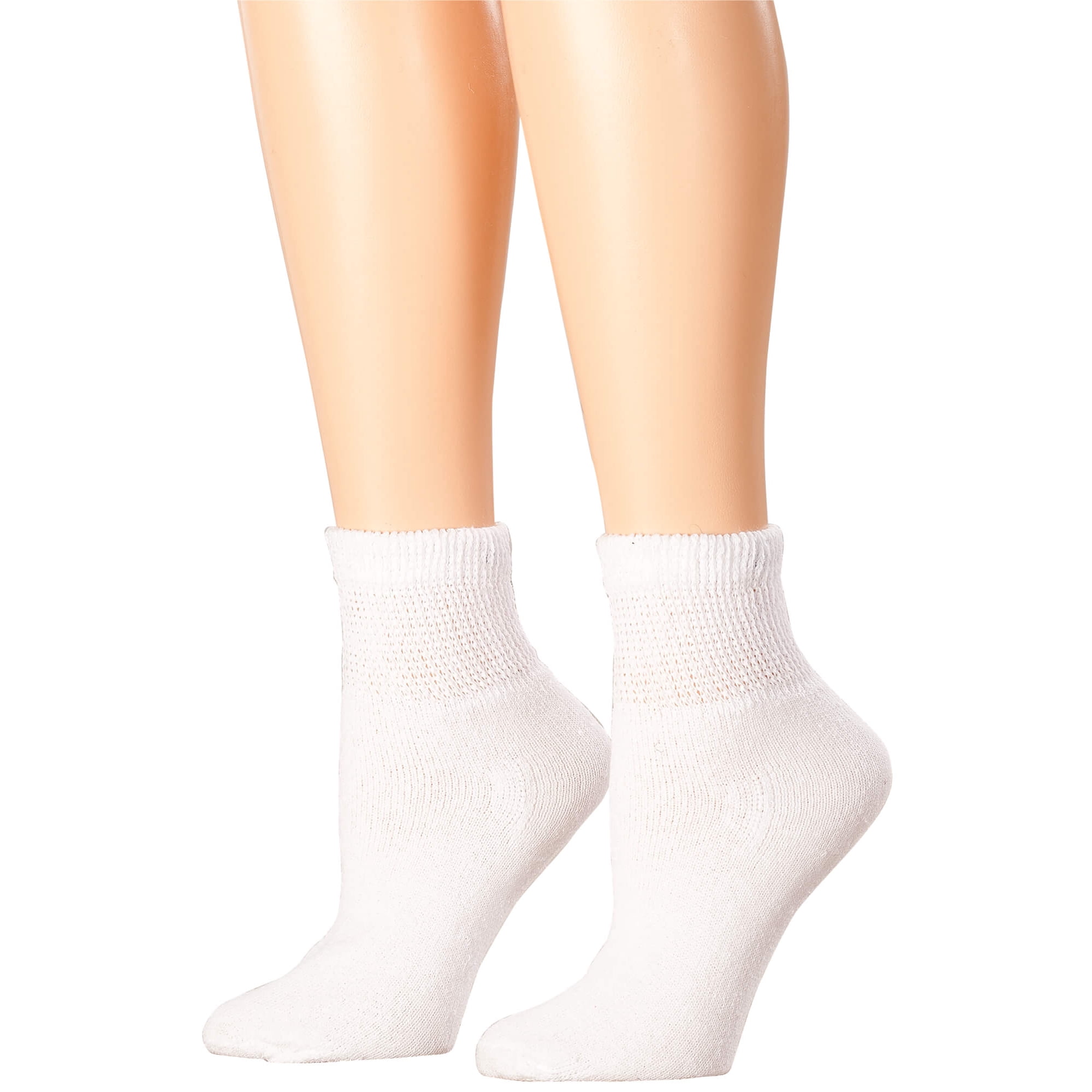 Silver StepsTM Quarter Cut Diabetic Socks, 3 Pair, White, Large