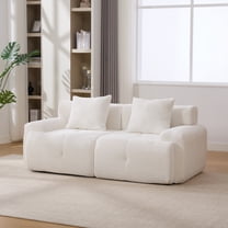 73" Modern Modular Sectional Sofa Loveseat, 2 Seater Tufted Comfy Cloud Tufted Floor Convertible Couch with 2 Pillows, Boneless Conversion Sofa for Living Room, Office, Apartment, Guestroom, Ivory