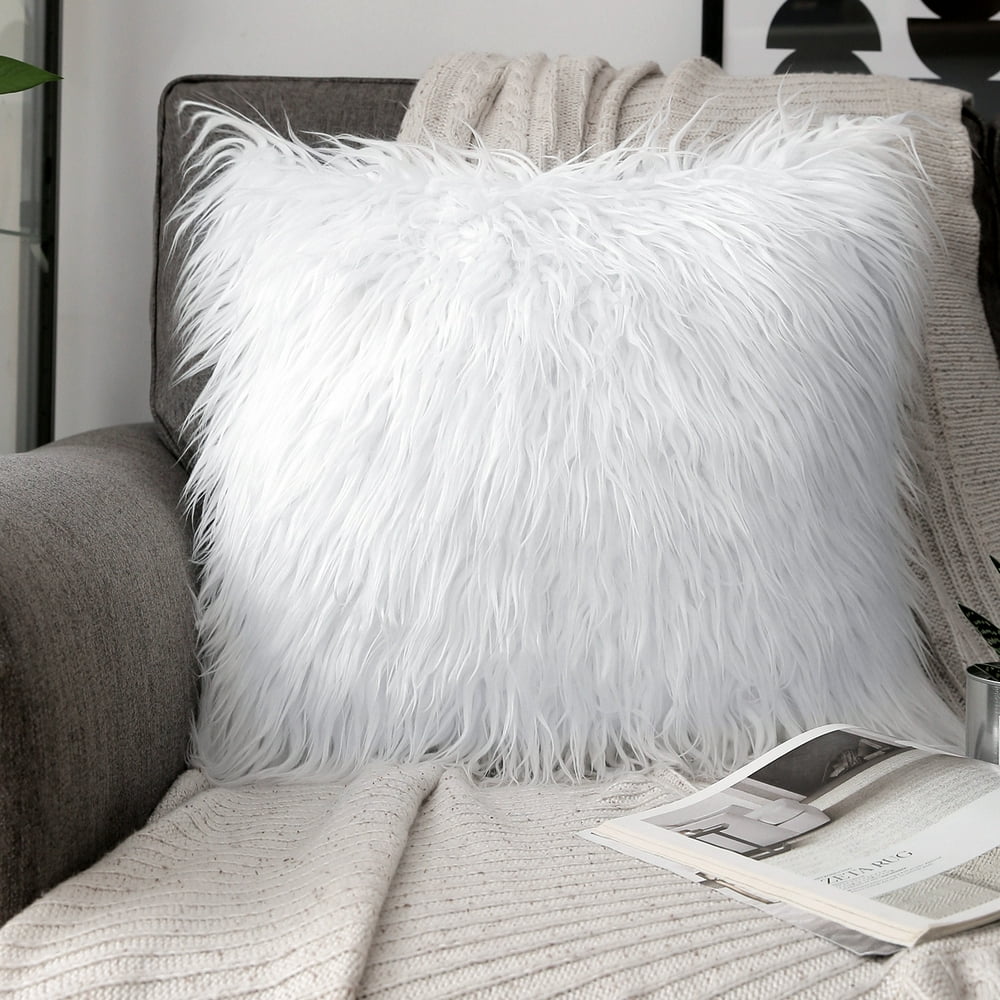 Phantoscope Merino Style Faux Fur Series Decorative Throw Pillow, 22" x