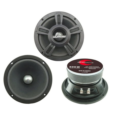 LANZAR OPTI6MI - 6.5’’ Opti-Drive Car Mid-Bass Speaker - Pro Audio SVC Midbass Car Speaker (500 (Best 6.5 Car Speakers For Bass)