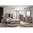 thumbnail image 5 of Bed Frame Contemporary King Panel LED Light Headboard Bed 1pc Brown Beige Gray Finish Wooden Bedroom Furniture, 5 of 5