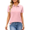thumbnail image 6 of ASDFVBKG Polo Shirts Set for Women Short Sleeve Collared Button Golf Tee and Shorts Cotton Business Casual Summer Work Tops Pink 2XL, 6 of 8