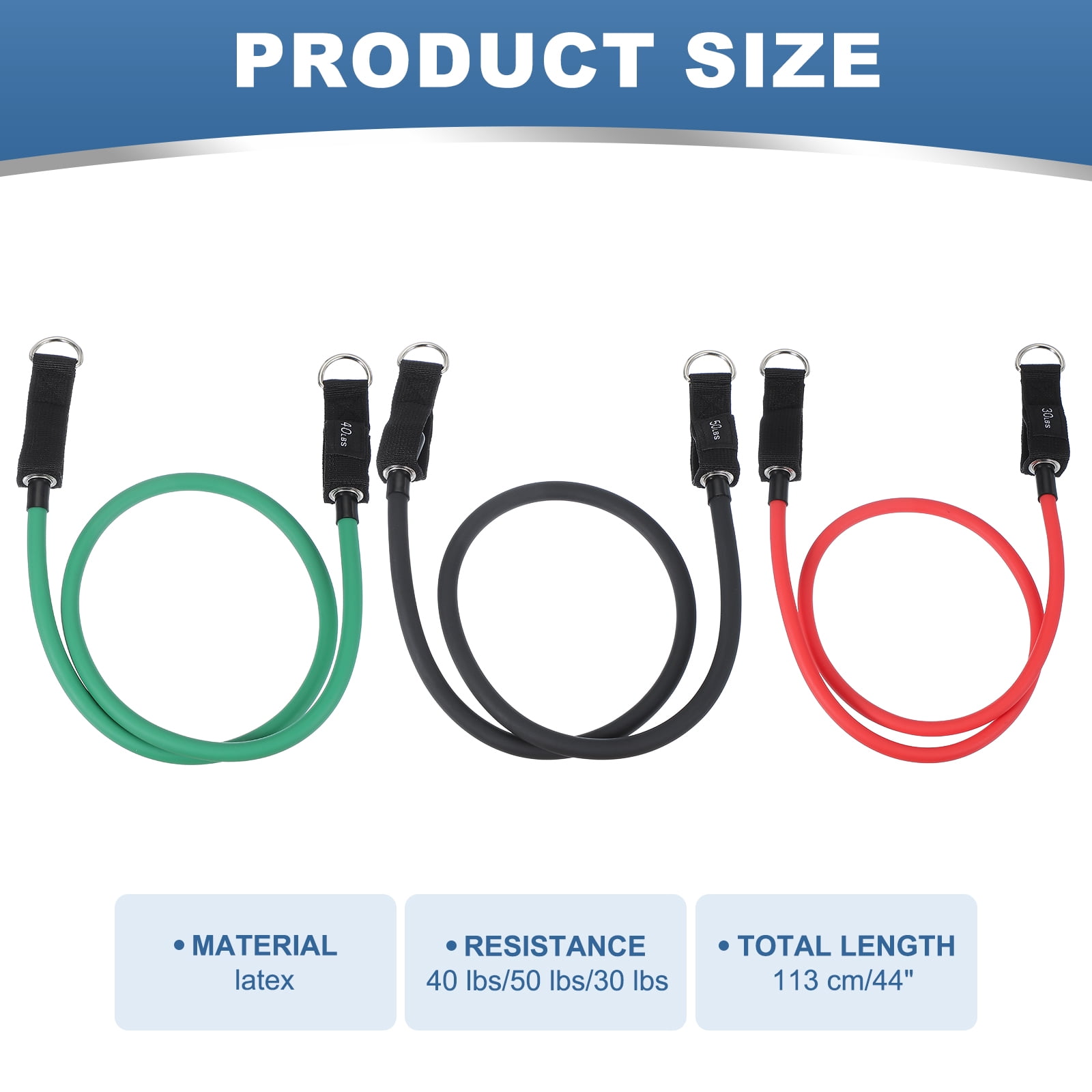 Uxcell Resistance Tube Bands, 3 Pack 30 Lbs/40 Lbs/50 lbs Stackable Single Resistance Band Exercise Band Stretch Band for Working Out Man Home, Red/Green/Black