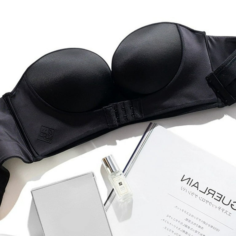Women Sexy Strapless Front Buckle Lift Bra Wireless Non-Slip Invisible Push- Up Padded Bandeau Seamless Half Cup Underwear Brassiere for Wedding Dress  Plus Size 