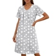 thumbnail image 4 of TaTaai Women's Casual Sleep Dress with Front Zipper, All-Over Print, Side Pocket, and Short Sleeves for Comfortable Lounging Gift, 4 of 6
