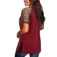 thumbnail image 4 of Hauts d'Été pour Femmes 2023 T-Shirt à Manches Courtes Imprimé Léopard Col Rond avec Poche Blouse, 4 of 9