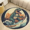 thumbnail image 5 of Surfing Dinosaurs Round Rugs -Washable Non-Slip Small Round Area Rug Throw Soft Circle Rugs for Bedroom, Modern Print Indoor Carpet for Entryway Sofa Living Room, 5 of 7