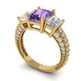 thumbnail image 2 of 3.61 ct Emerald Cut Simulated Alexandrite 3 Stone 18K Yellow Gold Womens Engagement Ring, 2 of 5