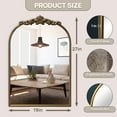 thumbnail image 5 of Wemily Ornate Baroque Vintage Gold Mirror - 19"X27" Arched Antique Brass Mirror with Full Metal Frame - Perfect for Entryway, Fireplace, Living Room, Hallway, or Bathroom Décor, 5 of 5