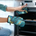 thumbnail image 2 of Teal Gold Marble Kitchen Oven Mitt and Pot Holder Sets 2 Pcs for Baking, Cooking and Grilling, Heat Resistant Up To 392 °F, 2 of 7