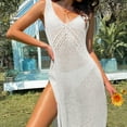 thumbnail image 5 of Women Crochet Swimsuit Cover Up Sleeveless Hollow Out Long Swim Split Mesh Beach Dress Lace Swimsuit Cover up Sheer Swim Cover up for Women Teen Cover Ups for Swimwear Women's Swimwear Cover Ups Dress, 5 of 6