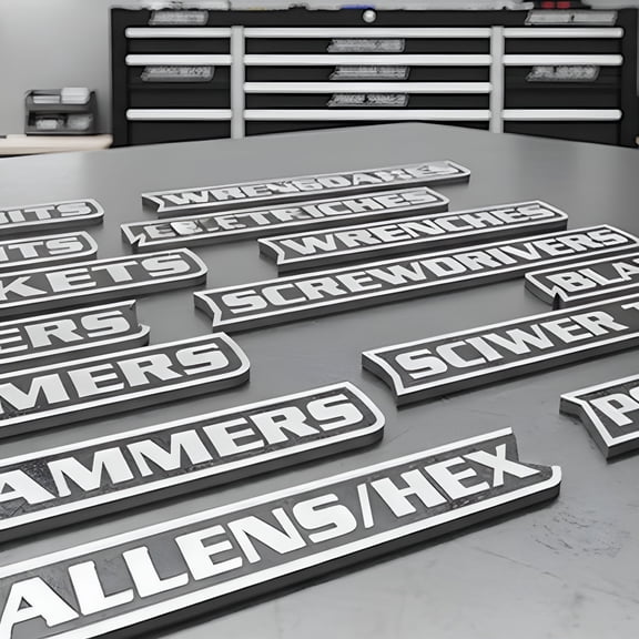 CCOCC Magnetic Toolbox Labels, 12-Pack Reusable Magnet Tags, 3D Printed Toolbox Drawer Tags, Magnetic Tool Box Labels, Quick Identifying Tool Box Drawers