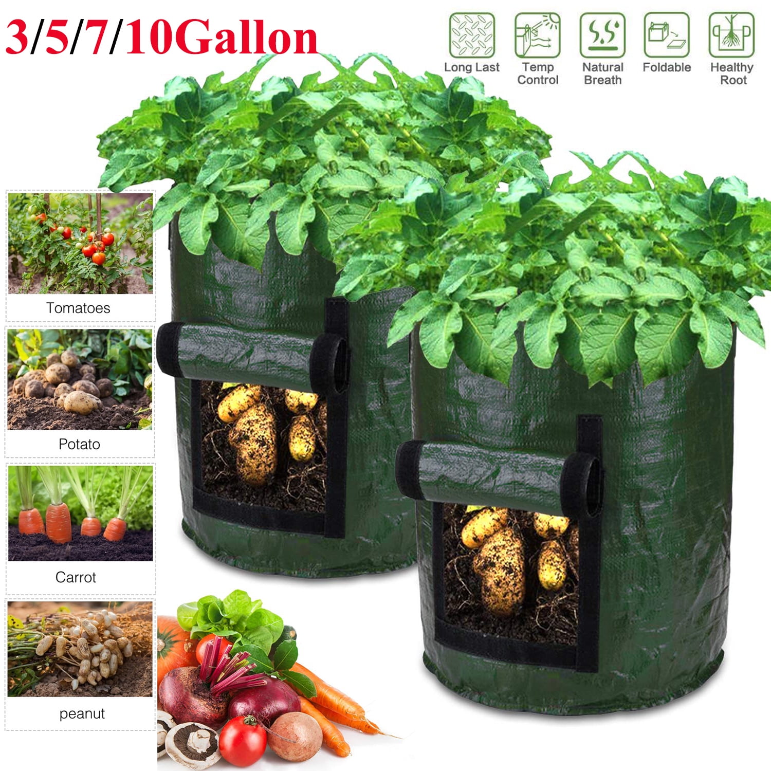 Potato Grow Container Bag DIY Planter PE Fabrics Planting Vegetable Garden Tool